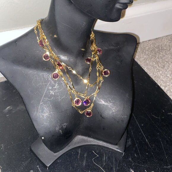 Jewelry - Vintage Swarovski Round Bezel Amethyst Crystal Necklace